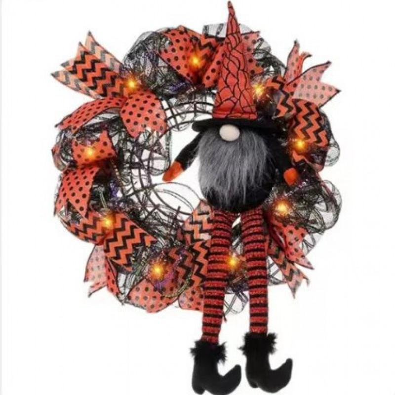 Halloween Door Wreath Decoration With Long-Legged Figure Ghost Theme Party Prop Home Yard Entrance