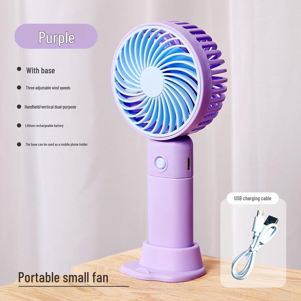 Portable Mini USB Rechargeable Handheld Fan with Desktop Stand - Student Gift