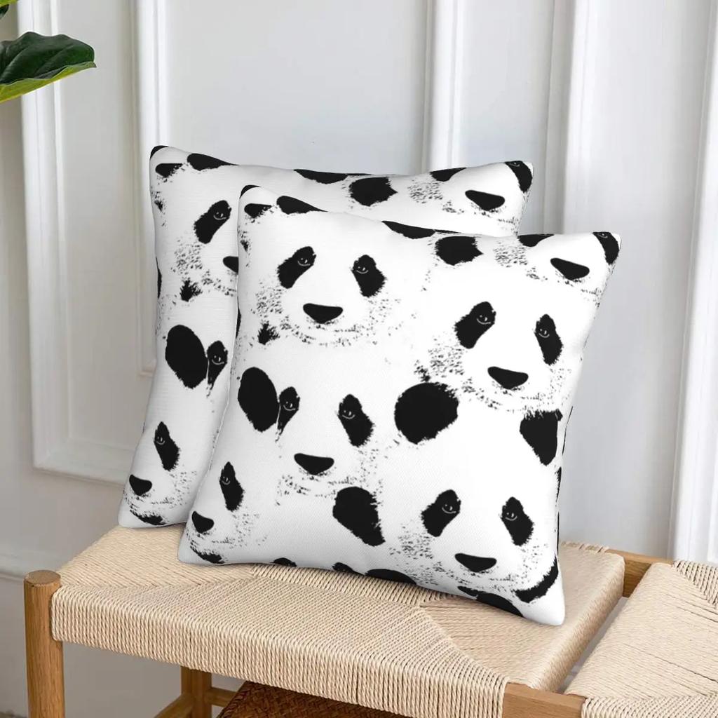 Panda Cute Animal 2 pcs Square Pillowcase Pillow Cover Cushion Zip Decorative Comfort Throw Pillow for Home Car