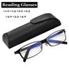 Ultra-Light Anti-Blue Light Blocking Reading Glasses Men Women Square Metal HD Presbyopia Glasses with Box Finished Eyeglasses