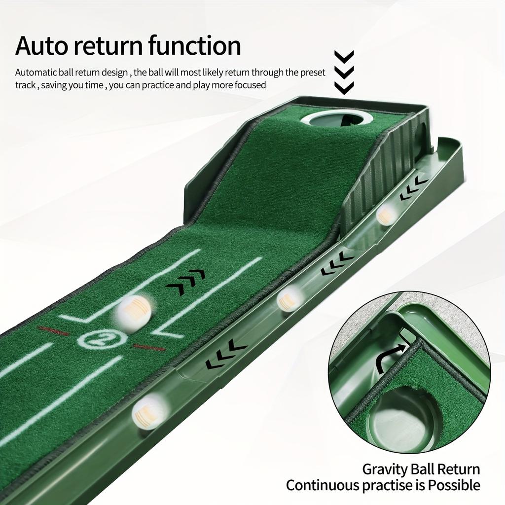 Домашний тренажер для паттинга с направляющей и ковриком с автоматическим возвратом мяча