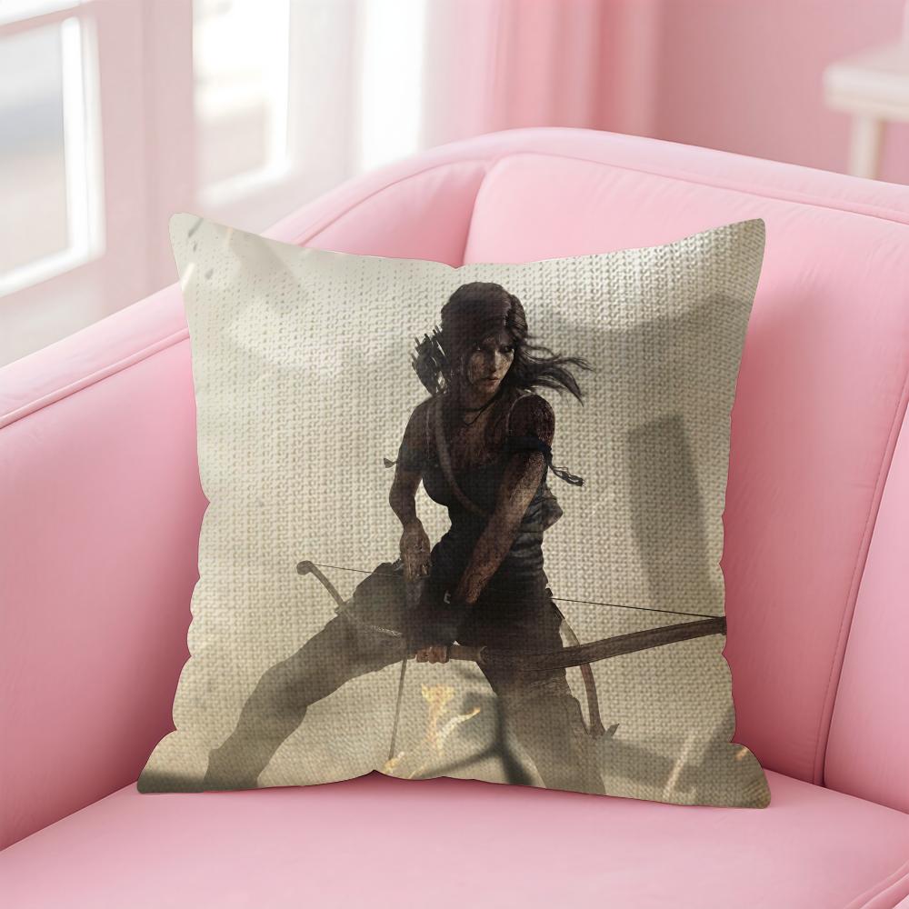 SShadow Of TombB Raider Cushion Cover Natural Linen Pillow Case DoubleSided Print Decorative Sofa Pillowcase Home Decor Gift