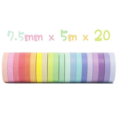 20 шт., набор кружевных бумажных лент радужного цвета, 7,5 мм, декоративные клейкие маскировочные ленты, деко наклейки F6165