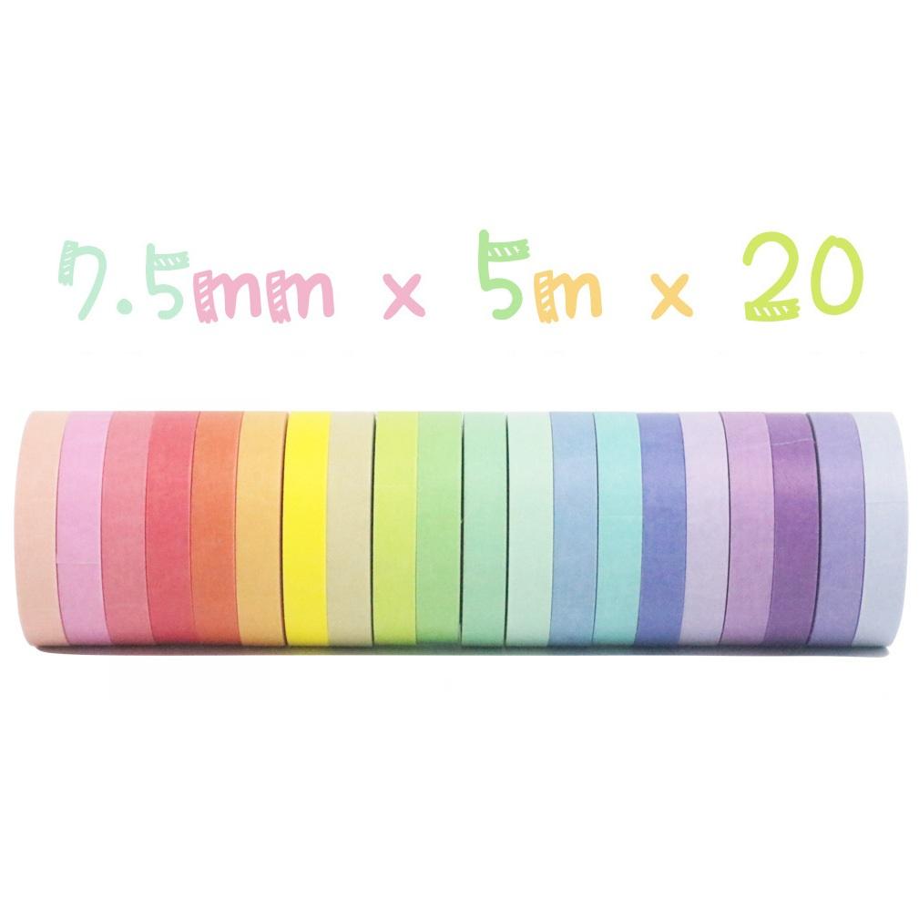 20pcs Rainbow Color Lace Paper Washi Tape Set 7.5mm Decoration Adhesive Masking Tapes Deco Stickers F6165