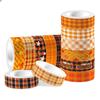 12PCS Pumpkin Maple Leaf Grid Transparent Adhesive Paper Tape DIY Craft Autumn Decoration