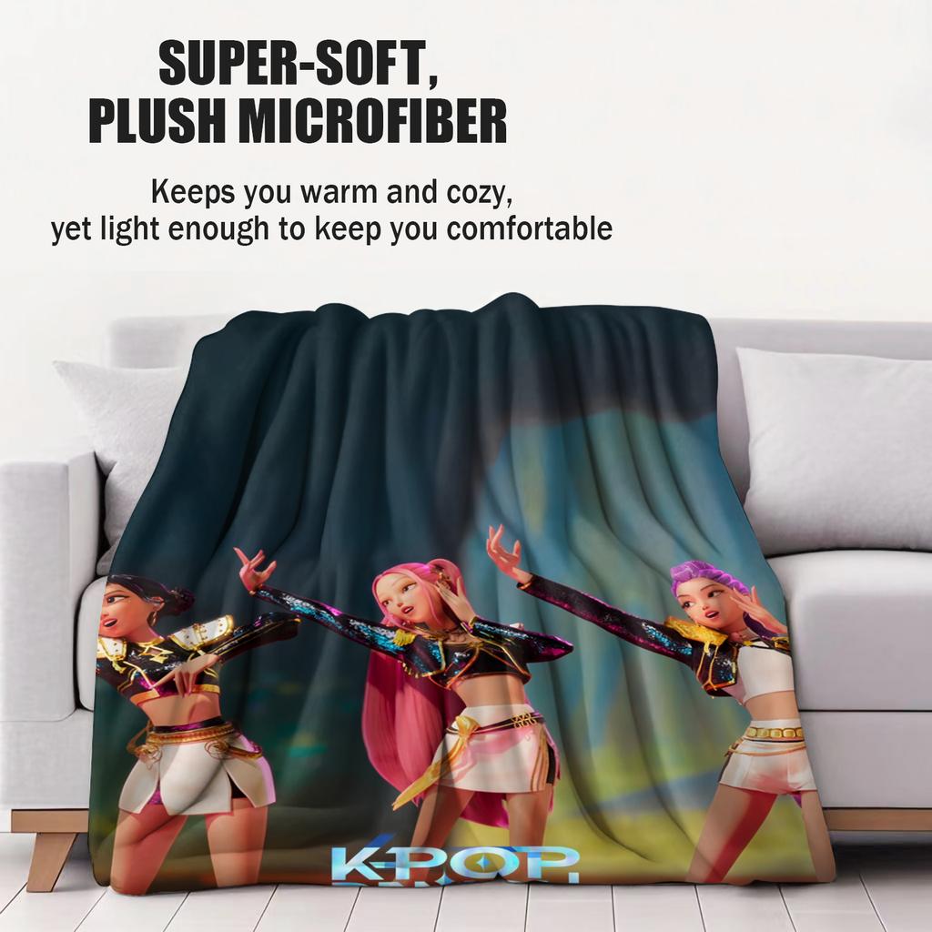 KPop Demon Hunters Printed Blanket Girls Boys Plush Throw Blanket Sofa Blankets Warm Birthday Gifts For Girls Huntrix Blankets
