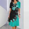 New Vintage Women's Dresses Floral Patchwork Printed Elegant Casual Short Sleeve Dress Y2k Loose Oversized Fashion Dress 2023