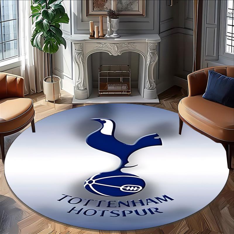 1pc T-Tottenham Hotspur Carpet, Round Rug, Comfortable, Suitable for Entryways, Living Rooms, Office, And Bedrooms, Christmas Decoration