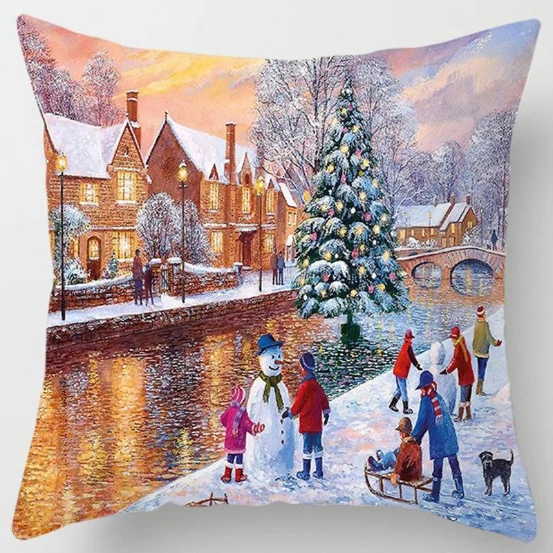 Наволочки с рождественской тематикой Аксессуары для автомобиля Офис Санта-Клаус Гостиная Диван Домашние наволочки