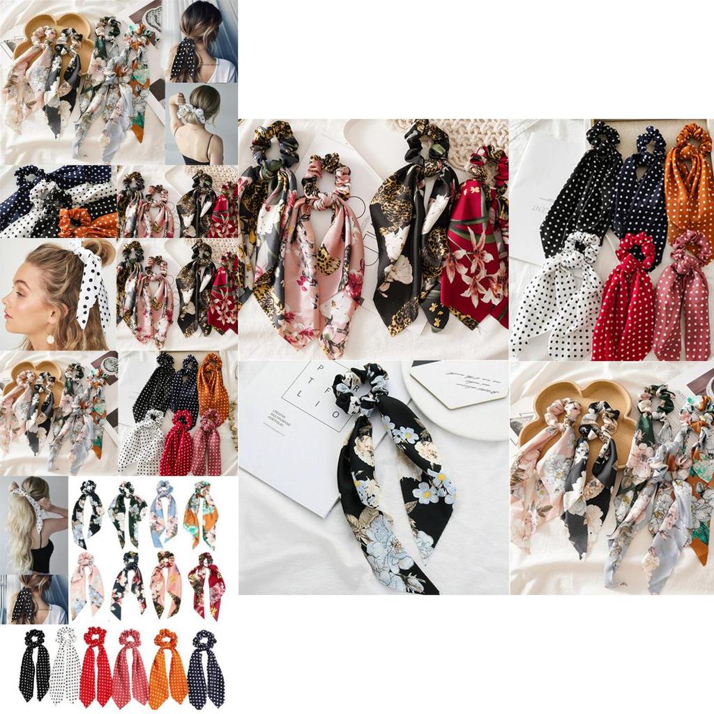 Универсальный цветочный бант для волос, резинка-скранчи, шарф с шикарной богемной эластичной лентой для волос, лента