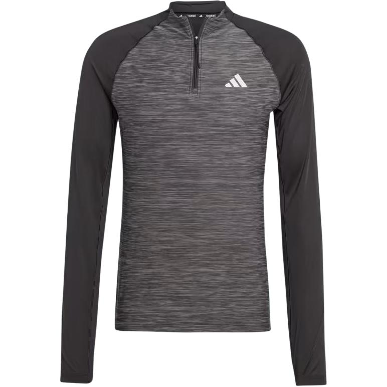 Adidas Gym AEROREADY Training 3-Stripes 1/4 Zip Fashion Breathable Long Sleeve T-Shirt Men Tops Black IM7487