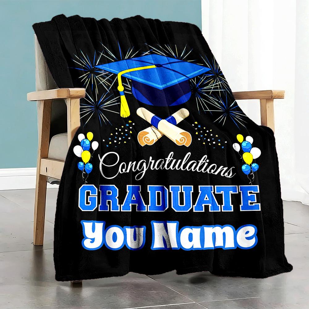 Congratulations Graduate Home Customize Your Name Blankets Comfortable Soft Lightweight Multiseasonal Blanket For Picnics Sofas Offices Beds Living