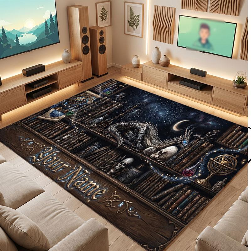 Fantasy Magic Theme Crystal Velvet Floor Rug Personalized Custom Name Text Warm Carpet Home Decoration