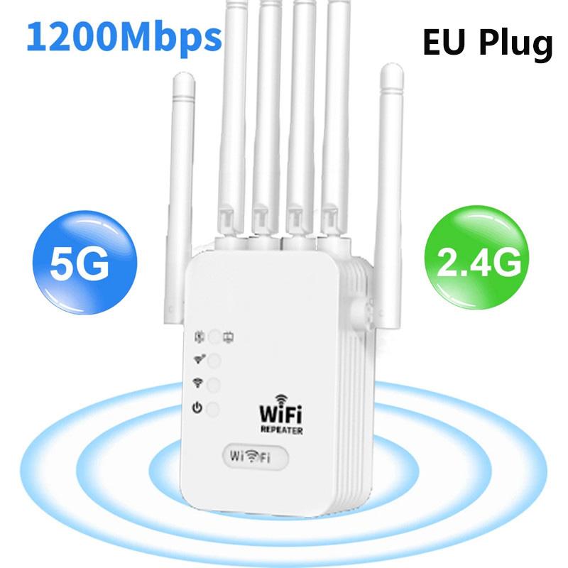1200Mbps Wireless WiFi Repeater WiFi Signal Booster WIFI Range Extender 2.4G/5G Dual-band Network WiFi Amplifier WPS Router