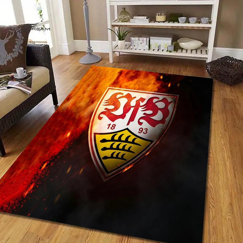 VfB Stuttgart Flannel Pattern Square Carpet,Area Rug,Carpet Rug for Living Room Bedroom Sofa Playroom Decor,Non-slip Floor Mat