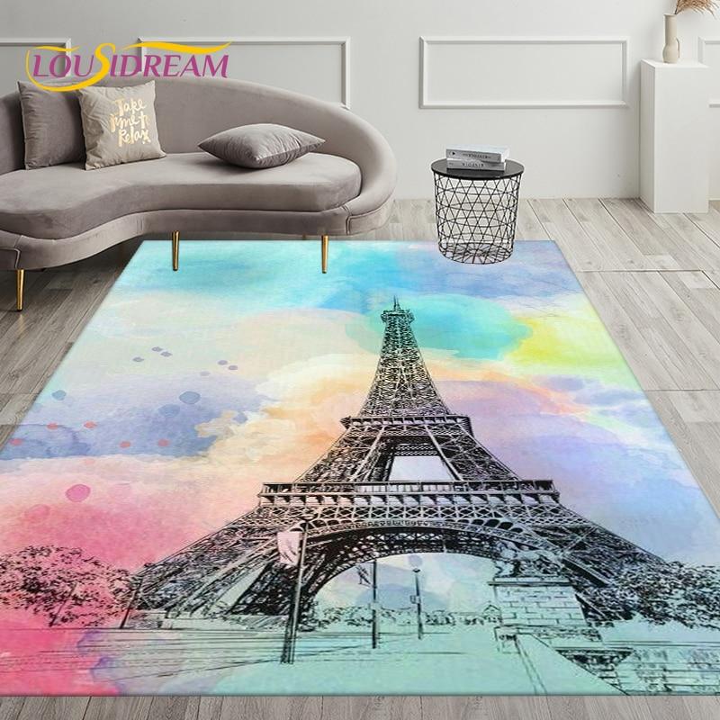 Франция, Париж, Эйфелева башня, художественный коврик, ковер для украшения гостиной, спальни, детские игры, ползающие мягкие нескользящие коврики