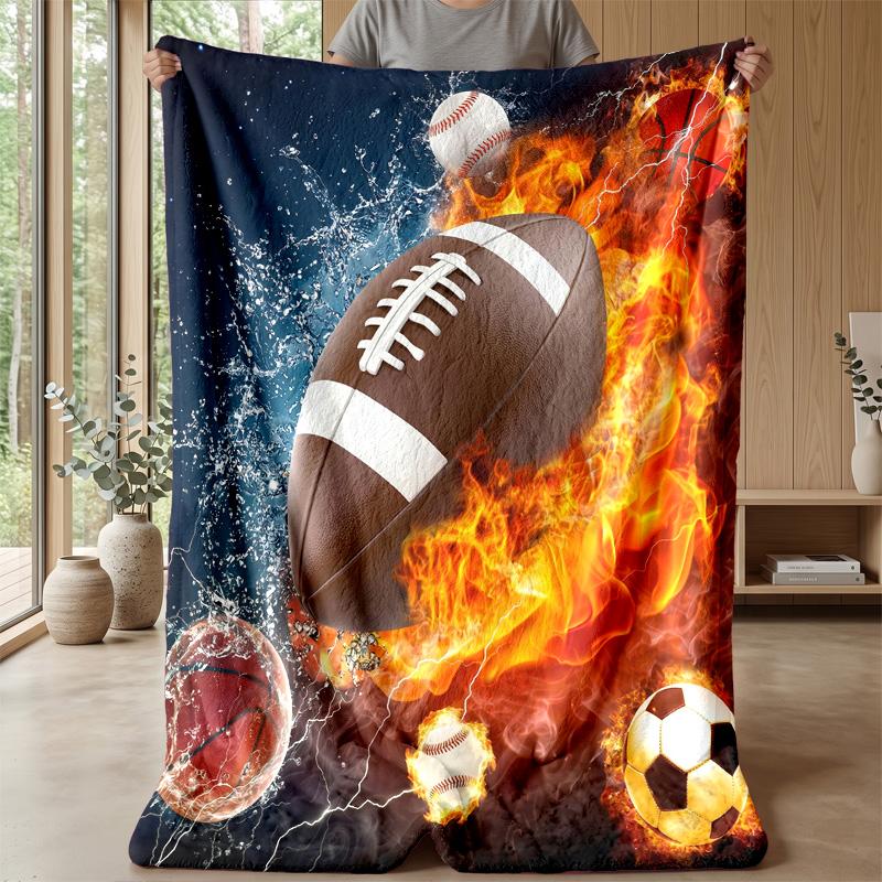 Sports in Flames and Water 3 Theme blanket Lightweight Warm Flannel Blanket Decorative Throw Blanket for Home Decoration