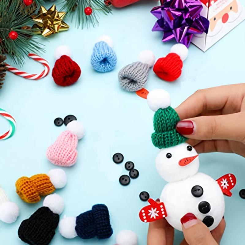 10 шт. Мини-вязаные шапки, рождественская шапка, шерстяная кукольная шапка для рождественских украшений, материалы для шитья и рукоделия, украшения для рождественской елки