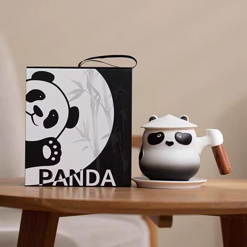 Креативная керамическая чашка для чая Panda Tea с крышкой, офисная чашка для воды с фильтром для мужчин и женщин