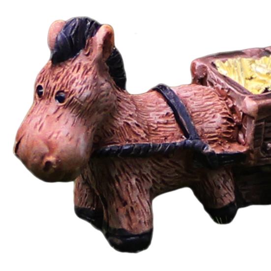 Donkey Cart Figurine Weather-Proof Donkey Trolley Statue Small Garden Decoration