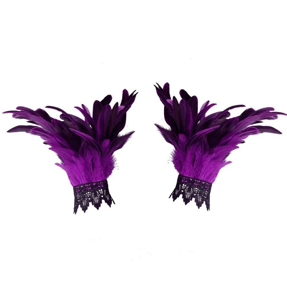 Lace Halloween Arm Cuff Gloves Adjustable Wristband Vintage Fluffy Feather Wrist Cuffs Carnival