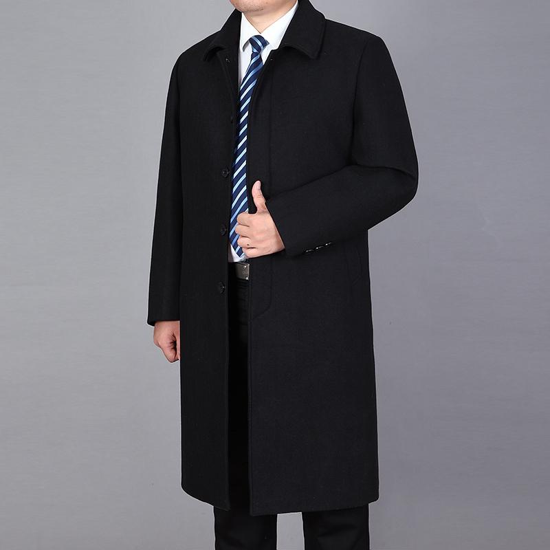 Мужское шерстяное пальто, осеннее мужское шерстяное пальто, зимняя шерстяная длинная куртка, длинное пальто