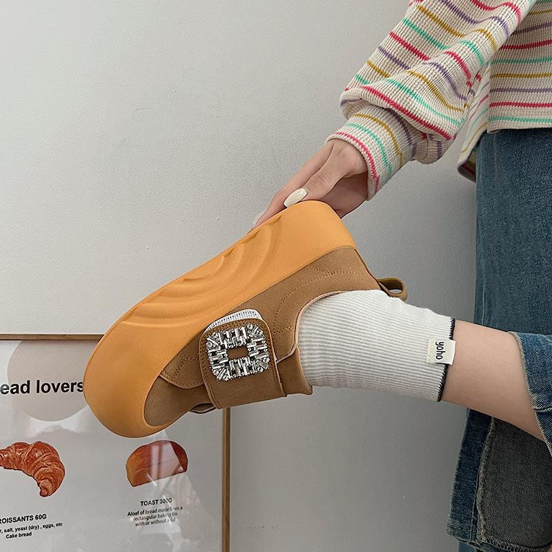 Матовые кожаные туфли на платформе, женские осенние, новая мода, круглый носок, повседневные туфли-липучки, женские туфли-маффины