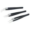 3pcs Precision Tweezers Set Straight Tip Small Curved Large Curved Stainless Steel Tools for Electronics Jewelry Repair and Crafting