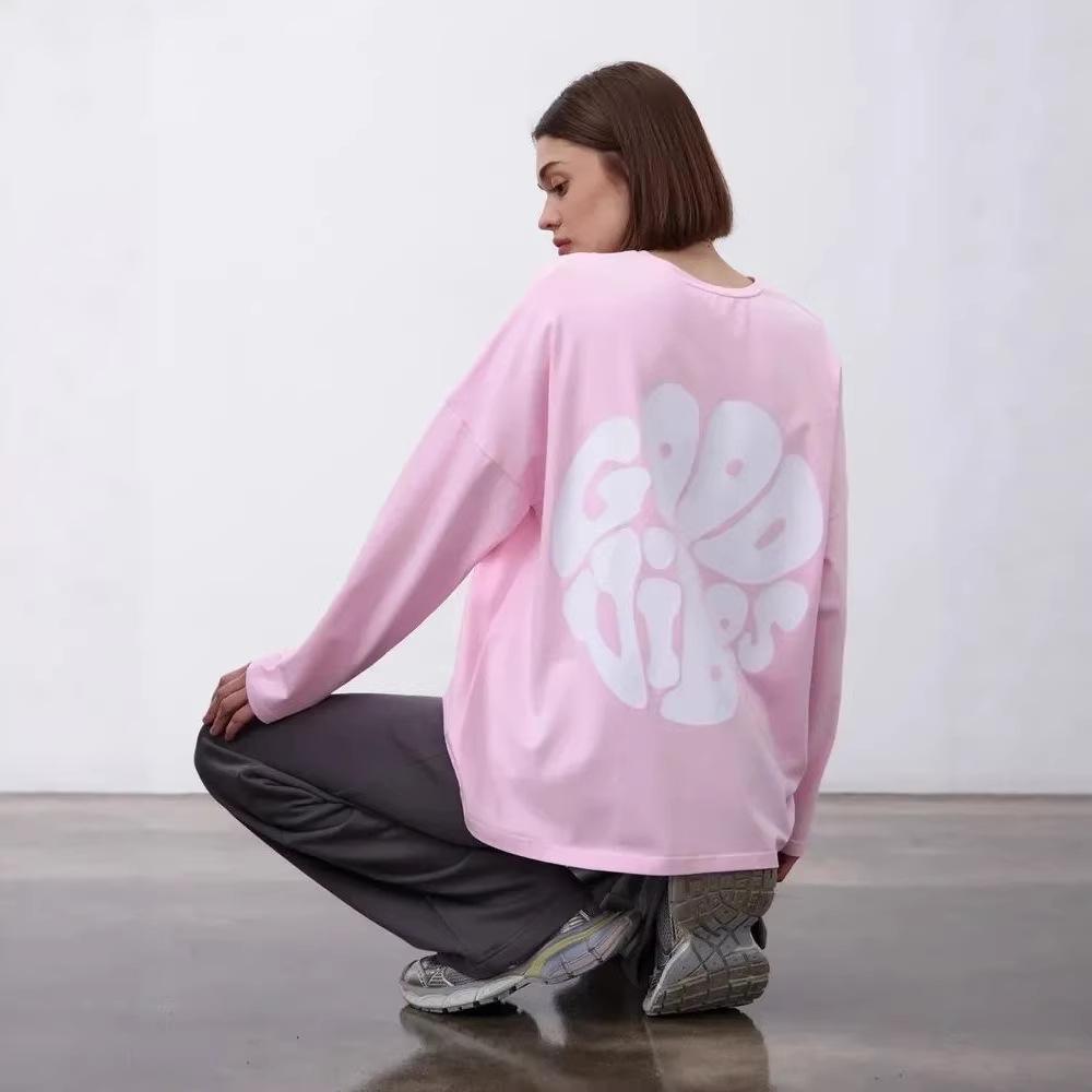 2025 American Print Loose Fit 100% Cotton T-shirt - Long & Short Sleeves, Versatile, High Quality