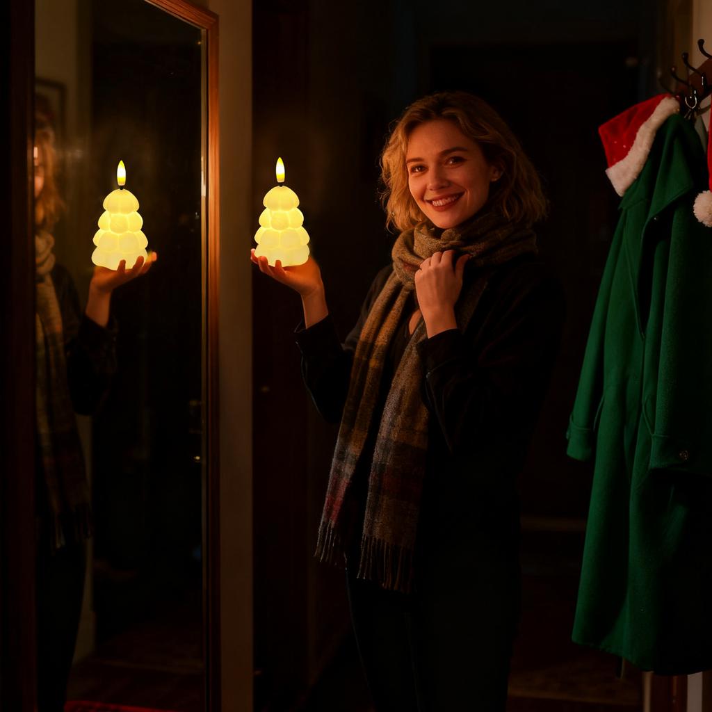 Christmas Tree Vinyl Night Light Bedroom Dormitory Bedside Lamp Party Decoration Ambient Light Gift Ornament