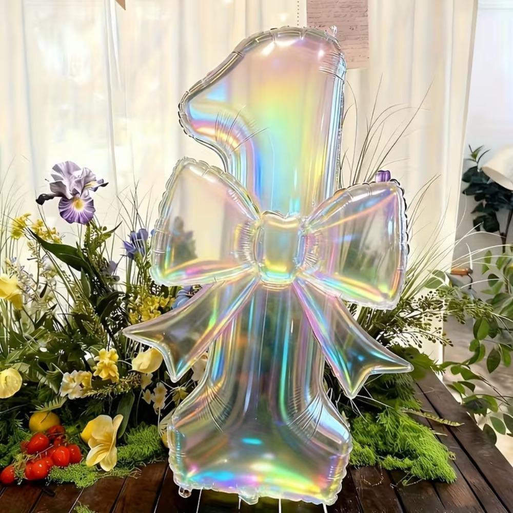 0-9 Number Balloon Decorative Birthday Party Balloon Bowknot Balloon Photo Props Anniversary
