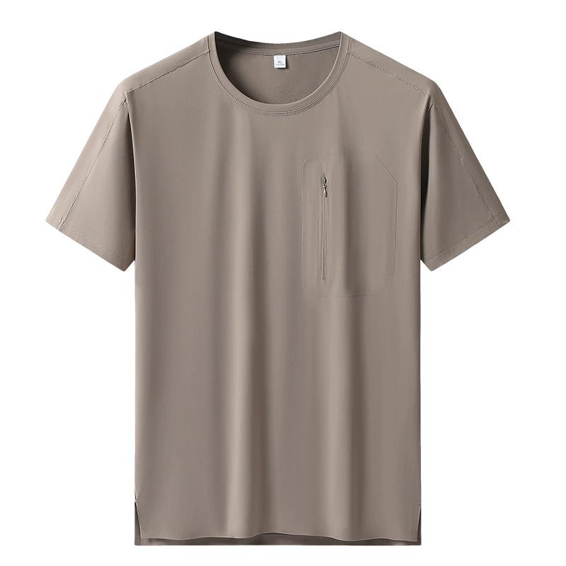 Высококачественная футболка с коротким рукавом, мужская, из дышащего, быстросохнущего материала Ice Silk, удобная футболка с дизайном