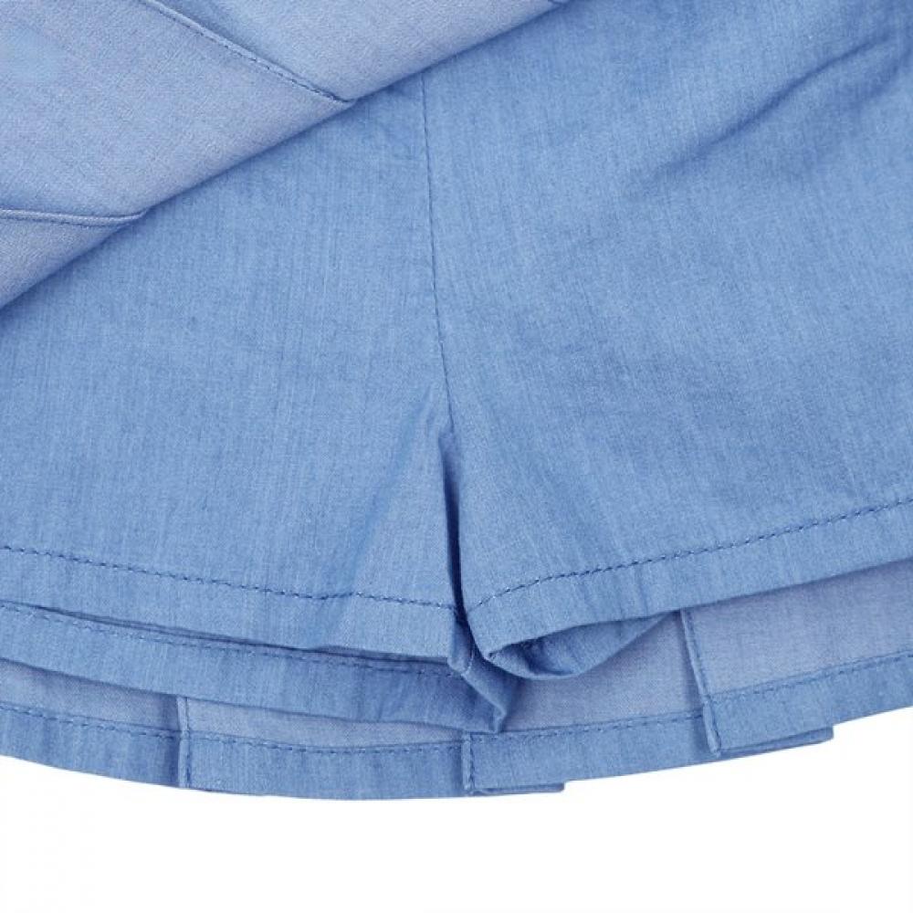 French Cat Denim Pleated Skirt Q52das010n4