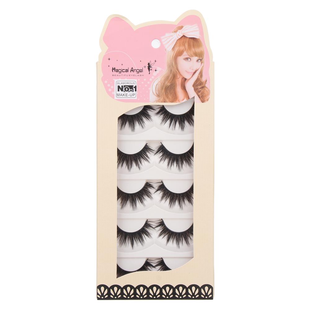 5 Pairs Beauty Natural Soft Cross Eye Lashes Extension Handmade Black False Eyelashes