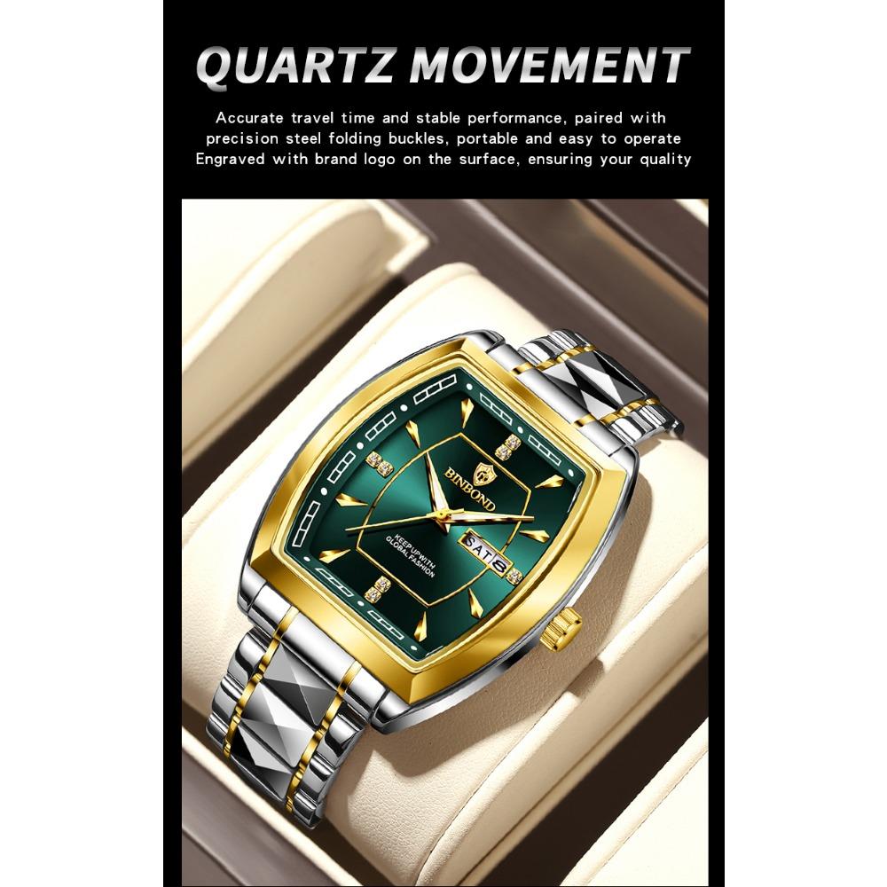 BINBOND B400 Top Brand Quartz Waterproof Watches For Men Luxury Diamond Dial Elegant Stainless Steel Luminous Business Men Watch