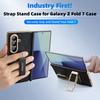 Кожаный чехол Oatsbasf для Samsung Galaxy Fold 7 со ремешком-подставкой, металлический, вращающийся на 360°, чехол-бампер для Fold 7, защитная крышка