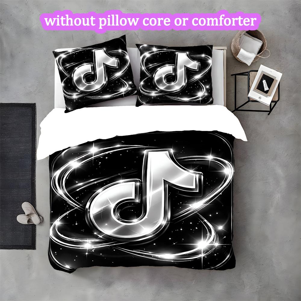 3pcs Duvet Cover Set, Neon Music Note Bedding Set, Machine Washable, Breathable Fabric, All-Season Cozy Bedroom Accessory