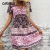 Summer Women's V-neck Printed Boho Dress