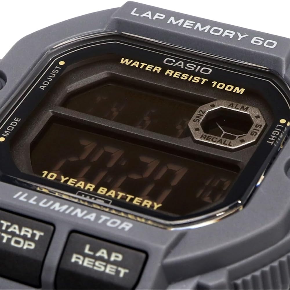 Casio Sports Gear Digital Men's Watch 60 Lap Memory Function Gray Black Reverse LCD
