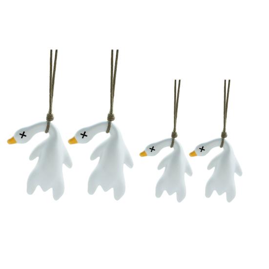 4Pcs Roast Duck Car Pendant Color Changing Duck Swing Ornament UV Temperature Indicator Cute Rearview Mirror Pendant Home Office Decor
