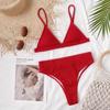 Women's Swimsuit Sexy Solid Color Bikini Split Triangle Swimsuit Multicolor