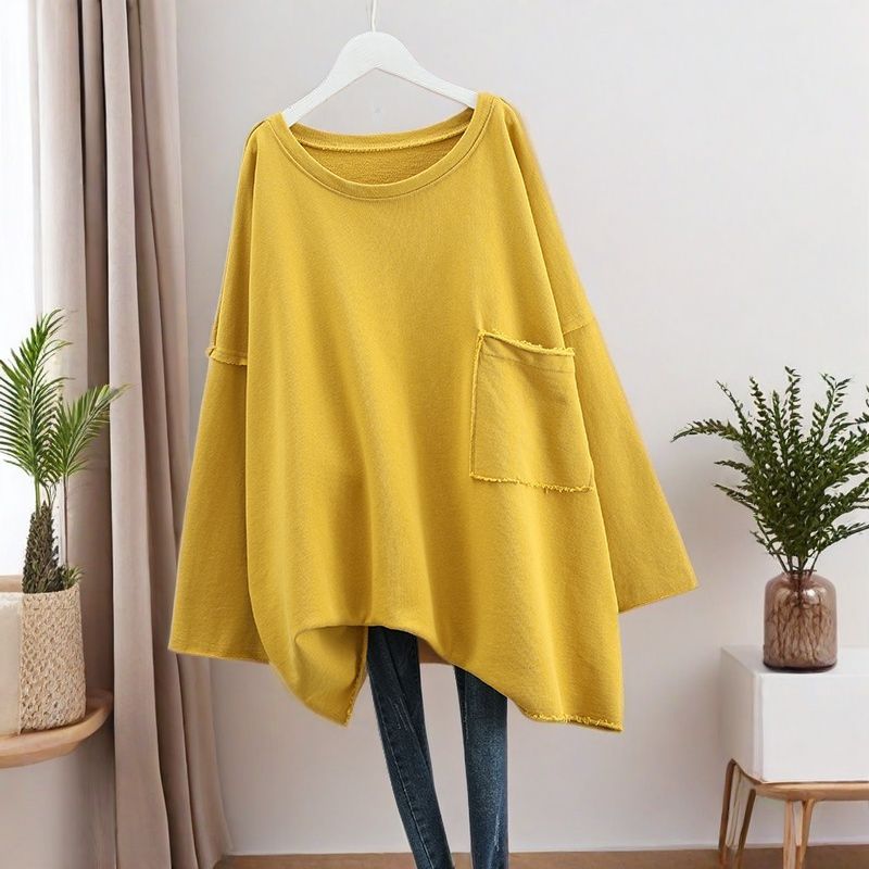 Женский худи большого размера однотонный с длинным рукавом и карманом, весна-осень, свободный крой, повседневный, оверсайз, пуловер