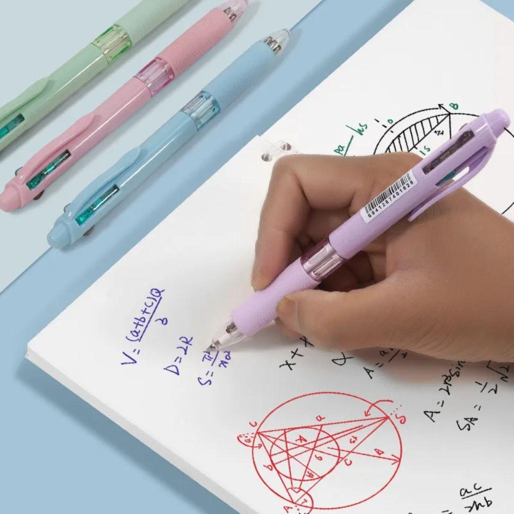 6pcs 0.7mm Refill Multicolor Retractable Pen Rubber Grip Press Roller Ball Pen Office