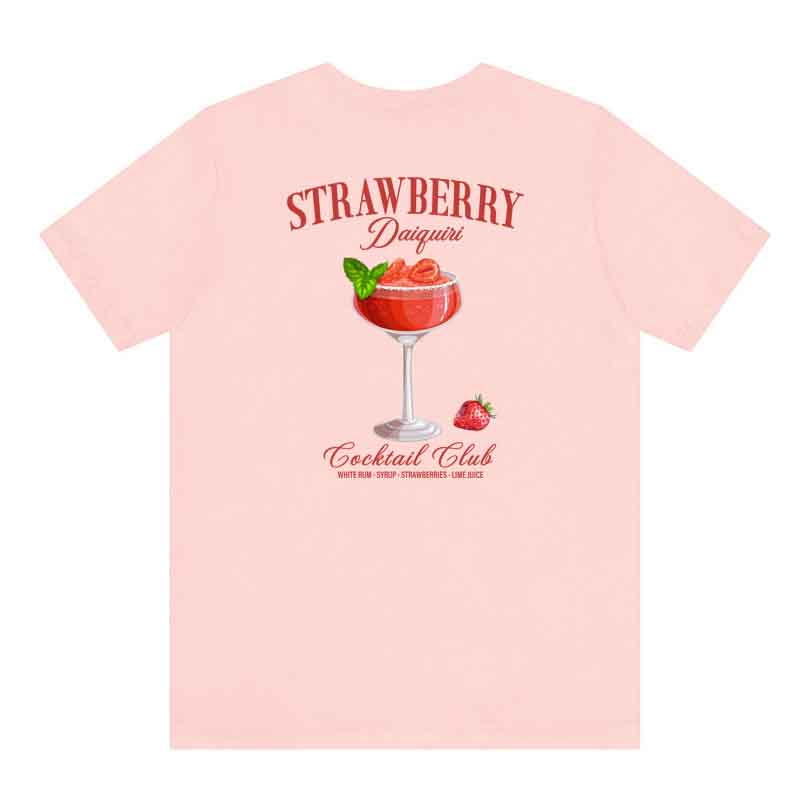 Unisex Oversized Strawberry Daiquiri T Shirt Vintage Aesthetic Cocktail Tshirt Cute Alcohol Drinking Shirt Summer Streetwear Tops