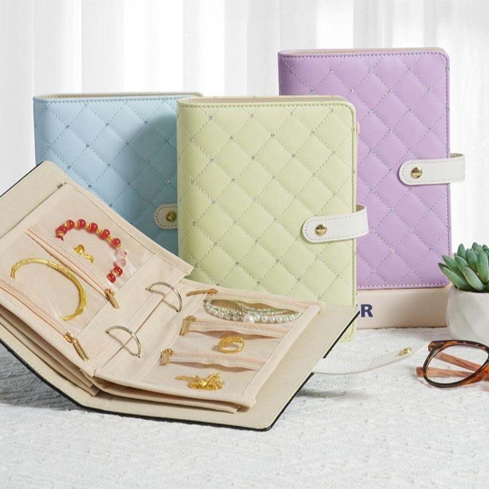 PU Leather Jewellery Binder Zipper Jewelry Organizer Roll Creative Jewelry Storage Bag Necklace