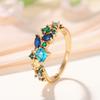 Brilliant synthetic zirconia E Shaped ring A perfect birthday anniversary gift for her, featuring sparkling colorful gemstones Fashionable daily wear