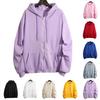 Women's Fashion Casual Hooded Zipper Long Sleeve Solid Color Sweatshirt