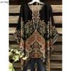 Bohemian Floral Tunic Plus Size Women's Bohemian Floral Print Tunic T-Shirt Short Sleeve Round Neck Casual Top Vibrant 2025