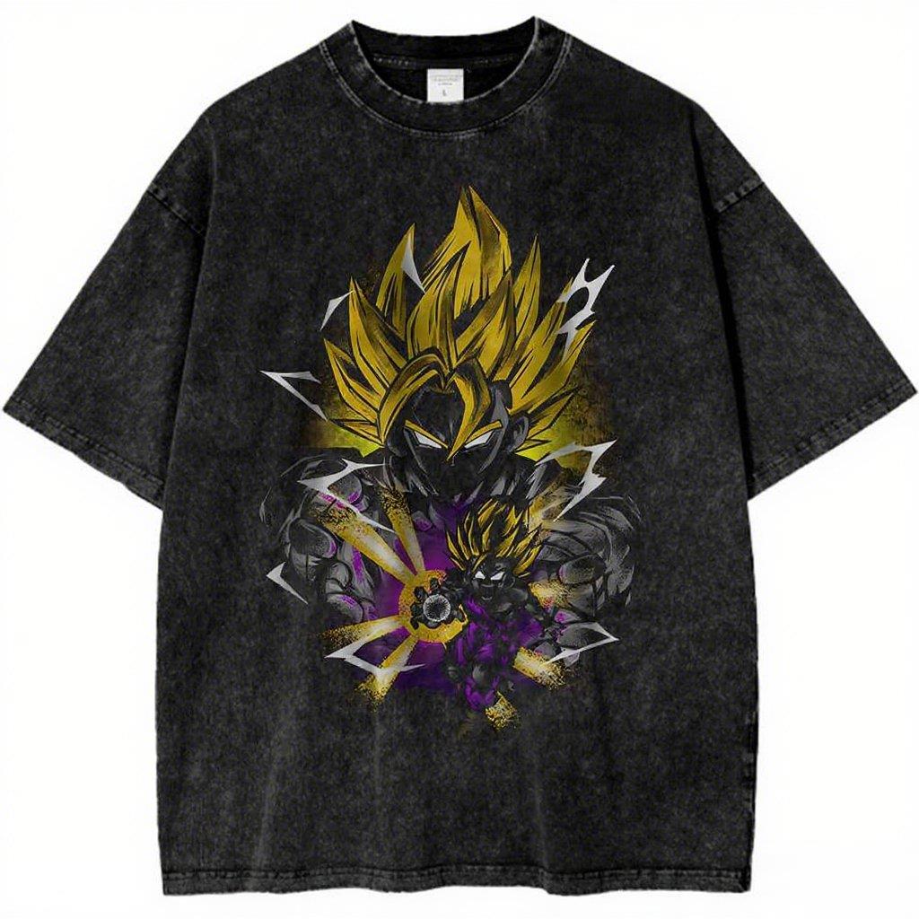 Dragon Ball Super Saiyan  Gohan Printed Tshirt Mens and Womens Washed Tshirt High Quality Vintage Cotton Tshirt Tops