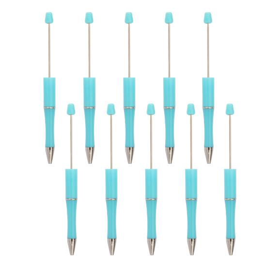 10 шт. ручек DIY с бусинами, с разноцветными бусинами и заправляемыми чернилами, шариковая ручка для плавного письма, креативная поделка для детей, забавные школьные принадлежности